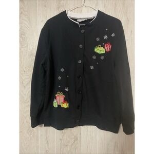 Vintage Speculation Cardigan Sweatshirt Large Petite‎ Womens Blue Presents